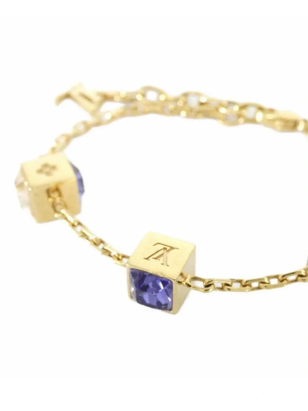 Gold Chain Bracelet with Cubic Charms - Gold